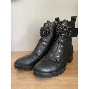 Karl Lagerfeld Paris Pippa Lace Up Boot with Black Crystal Embellishment Sz 7.5